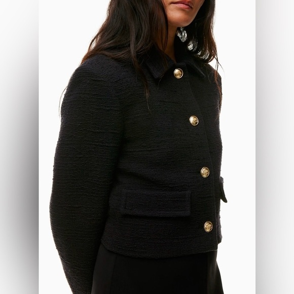 Aritzia Babaton Frances Black Cropped Jacket with Gold Buttons - Picture 3 of 10